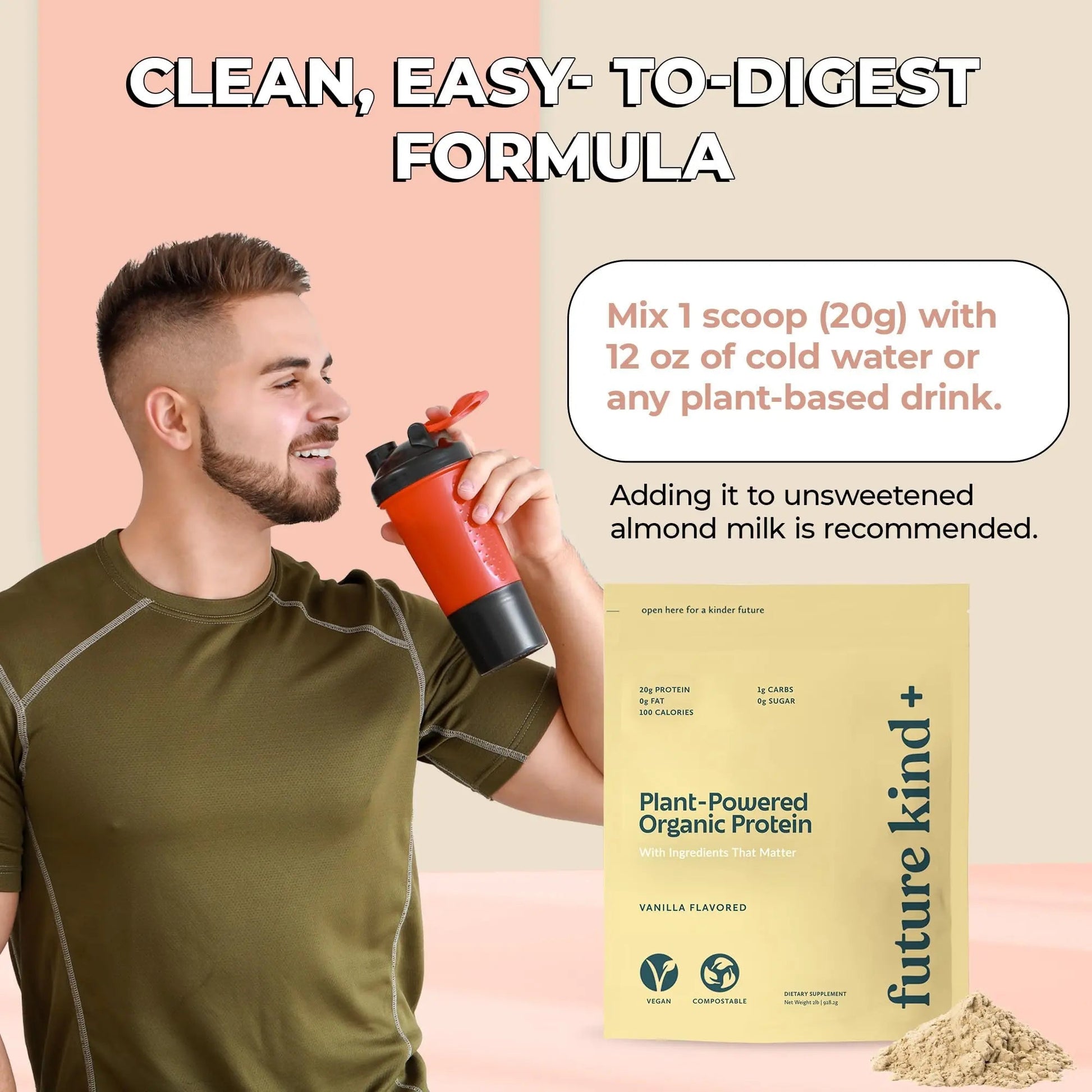 Future Kind Vegan Protein Powder, Vanilla, Pea Plant Protein for Lean Muscle with Iron & Fiber, Whey-Free, Sugar-Free, Soy-Free, Non-Dairy (34 Servings) - Maple Wellness Supplements