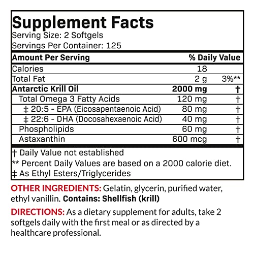Futurebiotics Antarctic Krill Oil 2000mg with Astaxanthin, Omega-3s EPA, DHA and Phospho - Maple Wellness Supplements