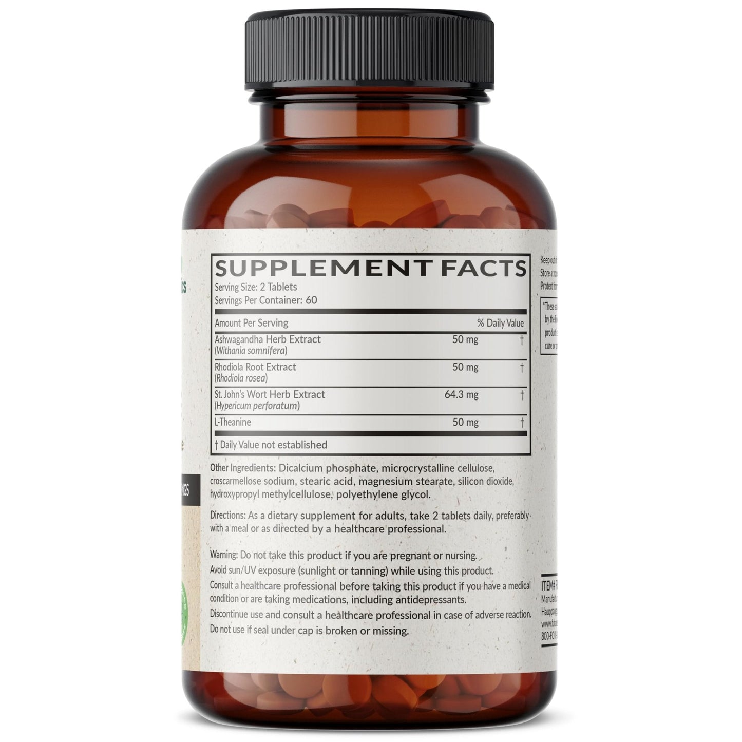 Futurebiotics Chill Pill + Ashwagandha, Rhodiola, St. John’s Wort, & L-Theanine - Non-GMO, 120 Vegetarian Tablets - Maple Wellness Supplements