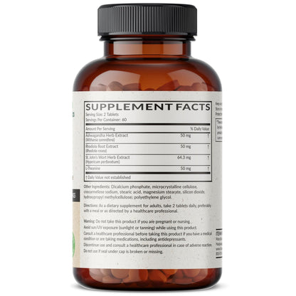 Futurebiotics Chill Pill + Ashwagandha, Rhodiola, St. John’s Wort, & L-Theanine - Non-GMO, 120 Vegetarian Tablets - Maple Wellness Supplements