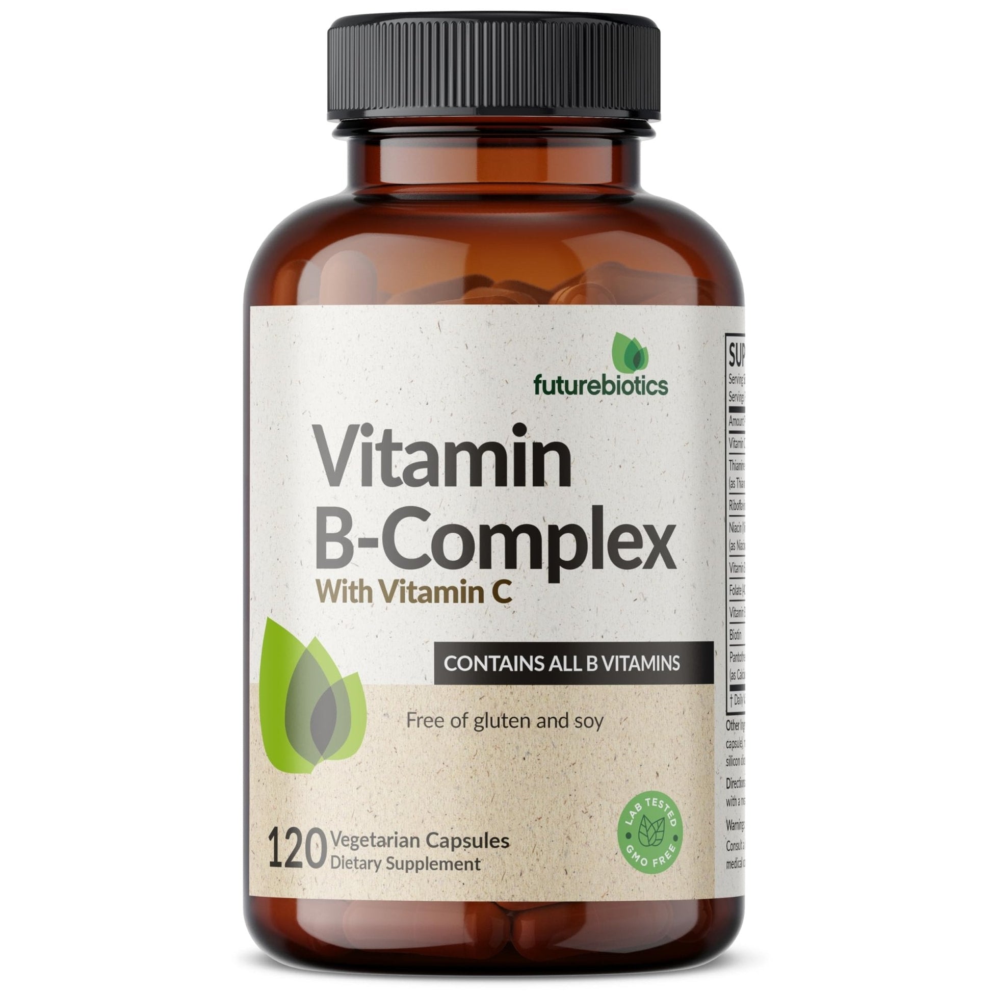Futurebiotics Vitamin B Complex with Vitamin C Supports Energy Production, Nervous System & Immune Support - Non-GMO, 120 Vegetarian Capsules - Maple Wellness Supplements