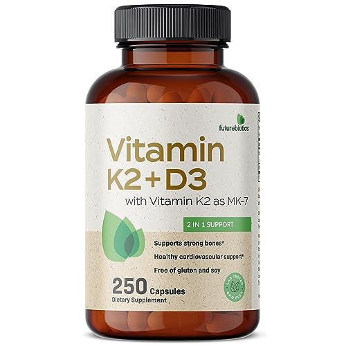 Futurebiotics Vitamin K2 (MK7) with D3 Supplement - Non-GMO Formula - 5000 IU Vitamin - Maple Wellness Supplements