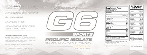 G6 Sports Nutrition Prolific Isolate All Natural Whey Protein Isolate Gluten Free, Lactose - Maple Wellness Supplements