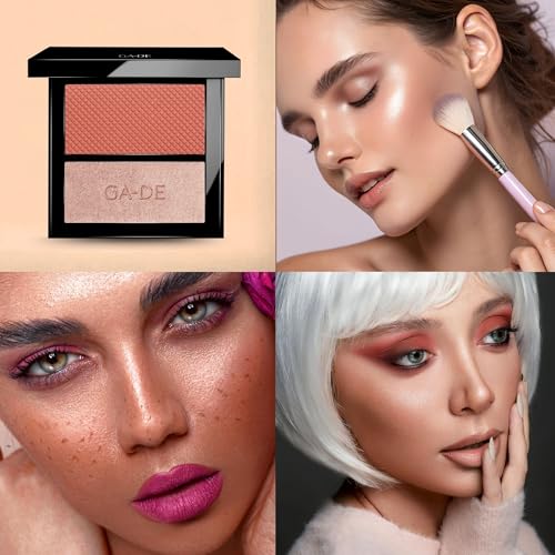 GA-DE Velveteen Blush and Shimmer Duet, 50 - Formulated with Micronized Pearls and Pigments for Sculpting Face and Décolleté - Paraben-Free - 0.26 oz - Maple Wellness Supplements