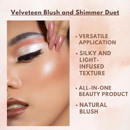 GA-DE Velveteen Blush and Shimmer Duet, 50 - Formulated with Micronized Pearls and Pigments for Sculpting Face and Décolleté - Paraben-Free - 0.26 oz - Maple Wellness Supplements