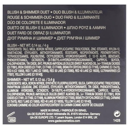 GA-DE Velveteen Blush and Shimmer Duet, 50 - Formulated with Micronized Pearls and Pigments for Sculpting Face and Décolleté - Paraben-Free - 0.26 oz - Maple Wellness Supplements