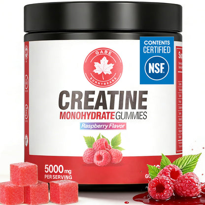GABE SUNNYBEARS Creatine Gummies, NSF Certified, 5g Creatine Monohydrate per Serving with Taurine & B12, Raspberry Flavor, 160 Count, for Men & Women - Maple Wellness Supplements
