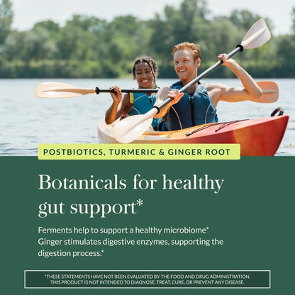 Gaia Herbs Ginger-Turmeric Postbiotic - Healthy Gut Support* - 60 Vegan Liquid Phyto-Caps (30 Servings) - Maple Wellness Supplements
