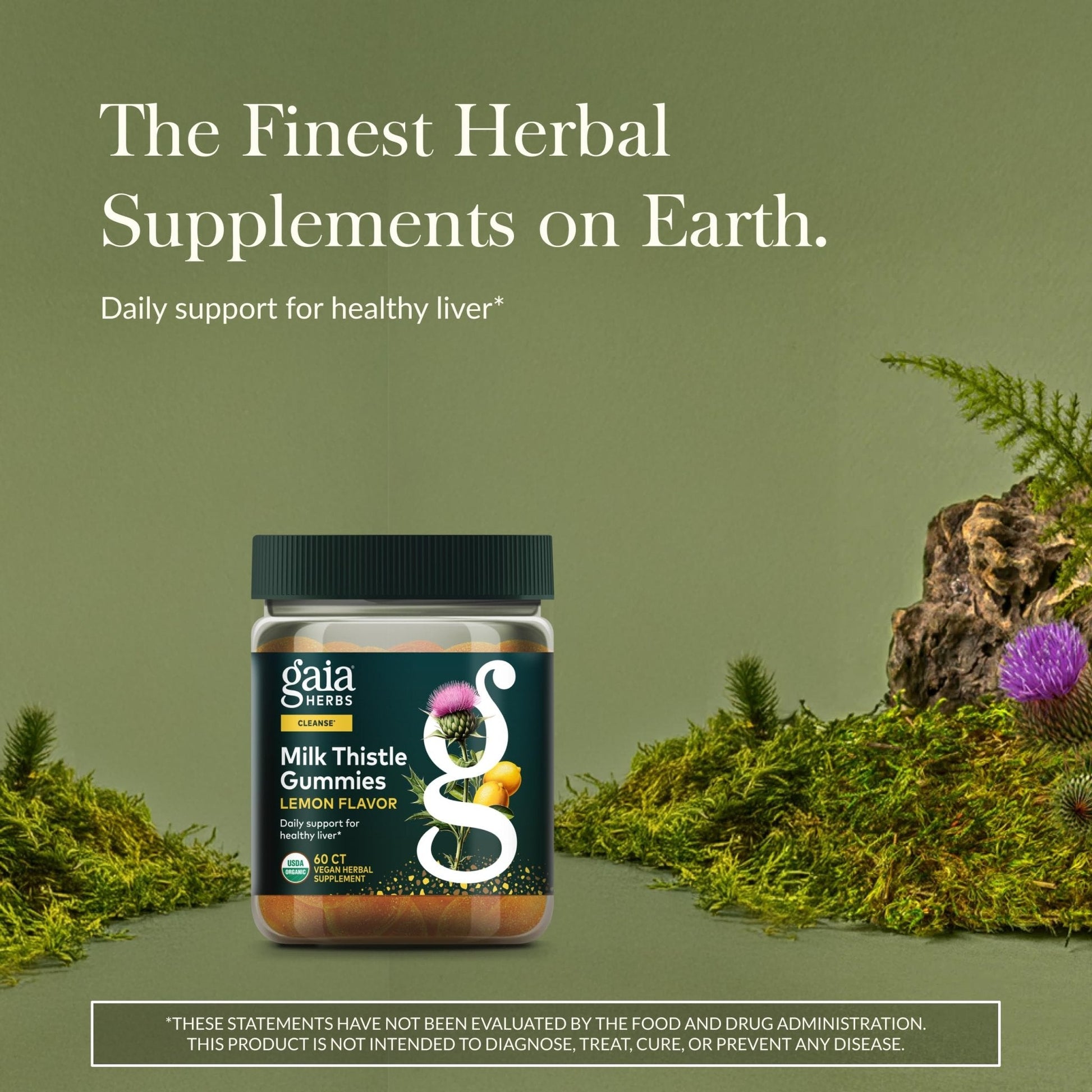 Gaia Herbs Milk Thistle Gummies - Herbal Supplement with Antioxidant Properties for Liver Health & Liver Detox - Lemon Flavored - 60 Vegan Gummies - Maple Wellness Supplements