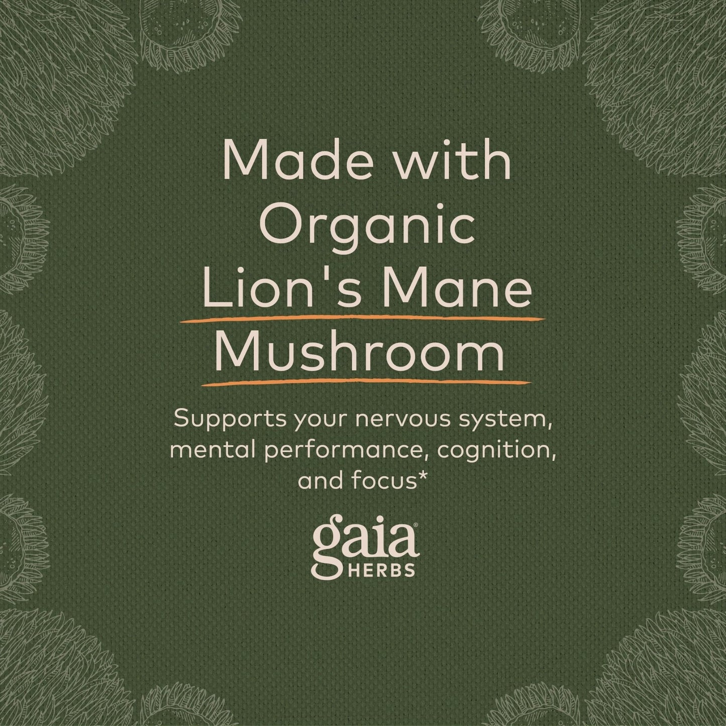 Gaia Herbs Organic Lion’s Mane Mushroom - Brain and Nerve Support Supplement - Maple Wellness Supplements