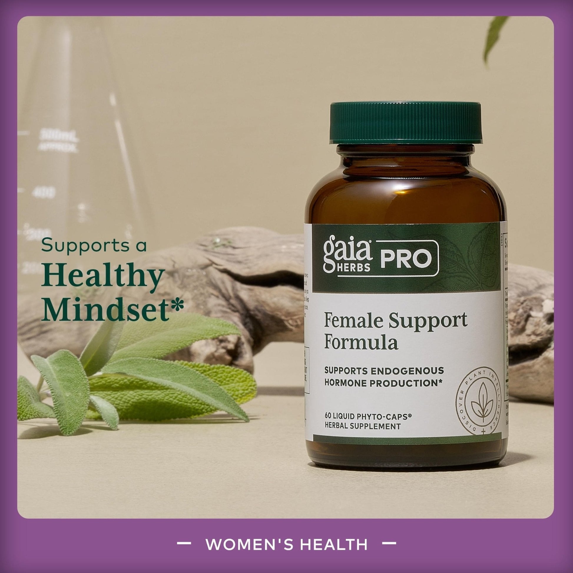 GAIA HERBS PRO Female Support Formula - Supports Healthy PMS & Menopause Fluctuations with Alfalfa Leaf, Black Cohosh Root Extract, Dandelion Root & More* - Vegan - 60 Liquid Phyto-Caps (60 Servings) - Maple Wellness Supplements
