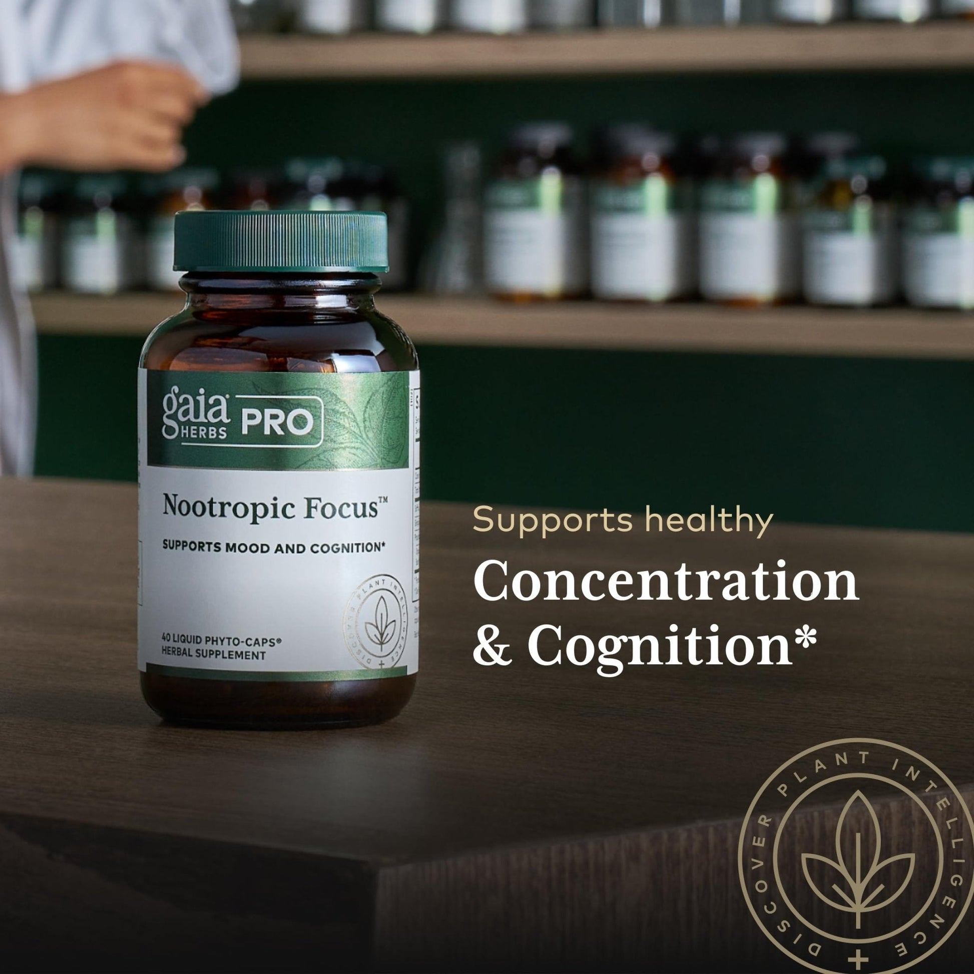 GAIA HERBS PRO Nootropic Focus - Brain Health Support Supplement* - Nootropic Supplement with Saffron, Ginkgo Leaf Extract & Lemon Balm - Vegan, Gluten-Free - 40 Liquid Phyto-Caps (20 Servings) - Maple Wellness Supplements