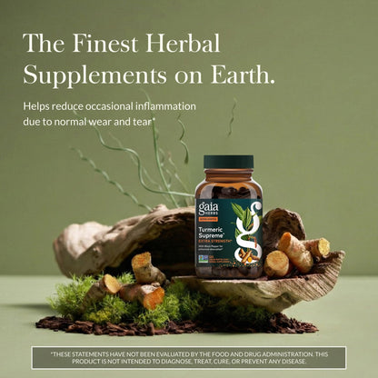 Gaia Herbs Turmeric Supreme Extra Strength - Supports Occasional Discomfort from Normal Wear & Tear* - with Turmeric Curcumin & Black Pepper - Maple Wellness Supplements
