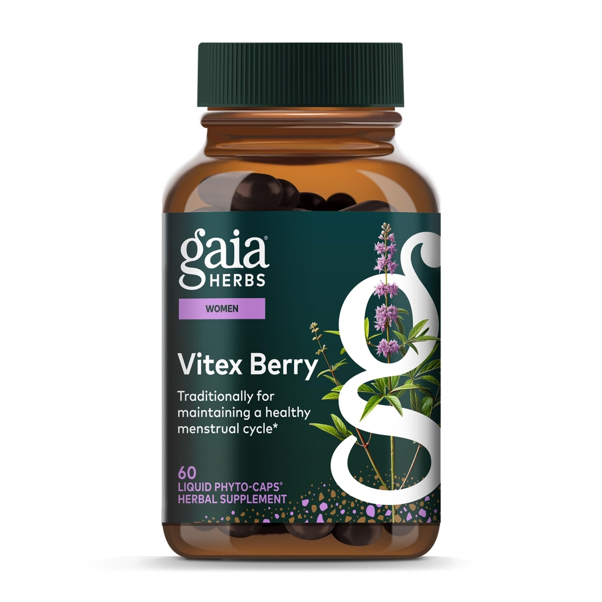 Gaia Herbs Vitex Berry - Vitex Traditionally Used to Support Hormone Balance for Women & a Healthy Menstrual Cycle* - 60 Vegan Liquid Phyto-Caps (30 Servings) - Maple Wellness Supplements