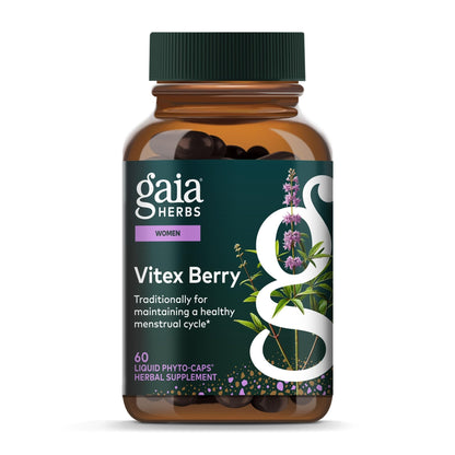 Gaia Herbs Vitex Berry - Vitex Traditionally Used to Support Hormone Balance for Women & a Healthy Menstrual Cycle* - 60 Vegan Liquid Phyto-Caps (30 Servings) - Maple Wellness Supplements