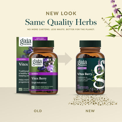 Gaia Herbs Vitex Berry - Vitex Traditionally Used to Support Hormone Balance for Women & a Healthy Menstrual Cycle* - 60 Vegan Liquid Phyto-Caps (30 Servings) - Maple Wellness Supplements