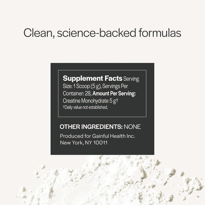 Gainful Creatine Powder, Post Workout Amino Acid Supplement, Muscle, Energy & Focus Support, 5g Creatine Monohydrate, Unflavored, 60 Servings - Maple Wellness Supplements