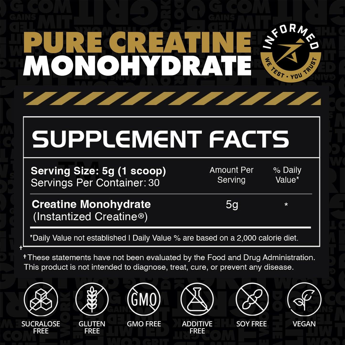 Gains in Bulk Instantized Creatine Monohydrate for Women and Men, Soluble Creatine Powder, Supports Muscle Building, Strength and Performance, Bodybuilding Supplements, Unflavored, 30 Servings - Maple Wellness Supplements
