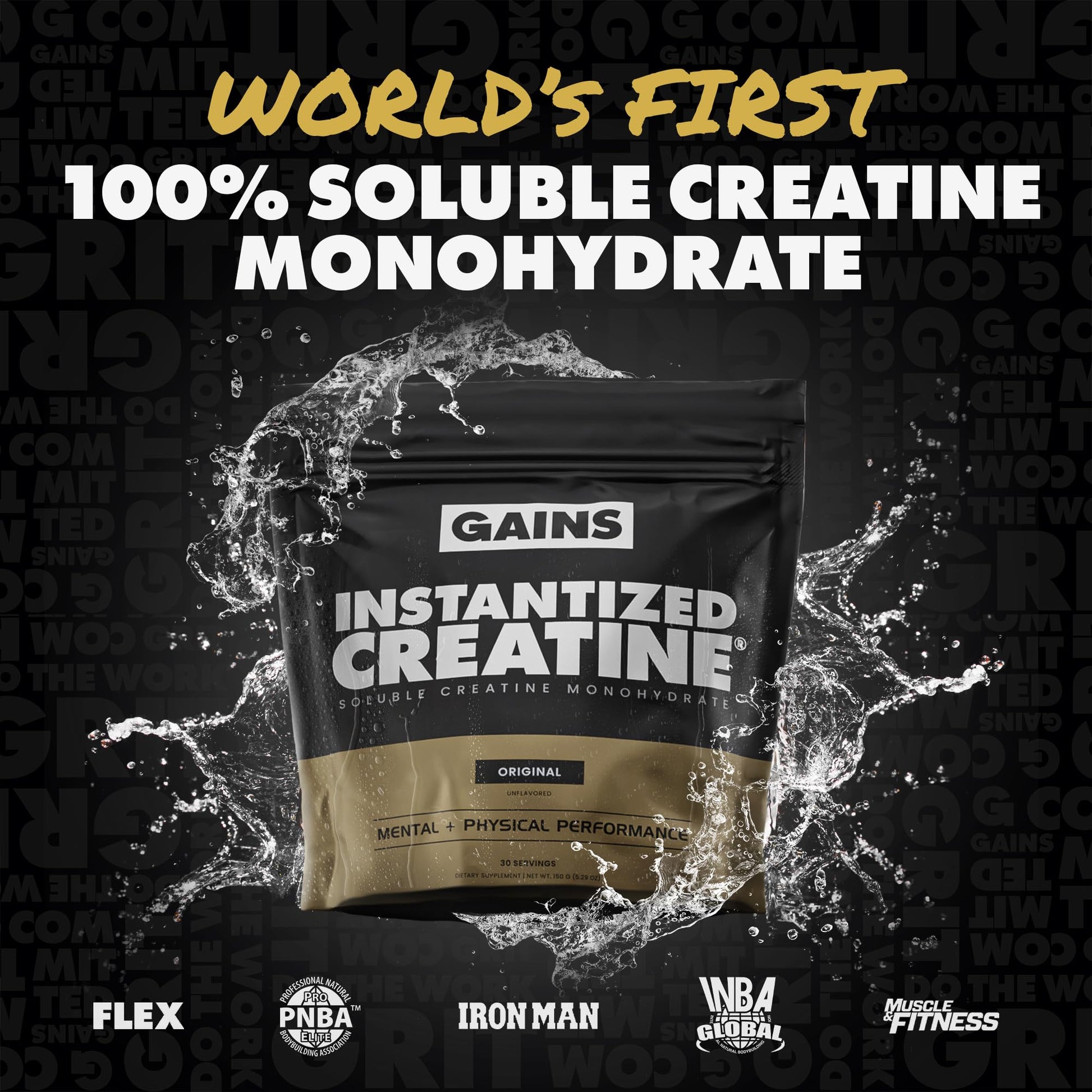 Gains in Bulk Instantized Creatine Monohydrate for Women and Men, Soluble Creatine Powder, Supports Muscle Building, Strength and Performance, Bodybuilding Supplements, Unflavored, 30 Servings - Maple Wellness Supplements