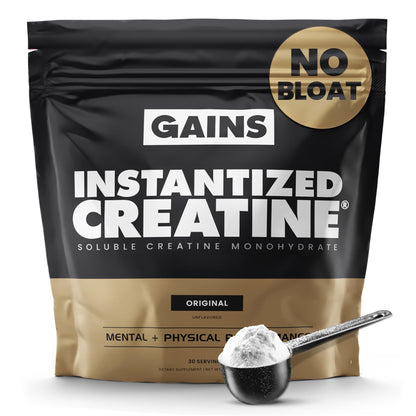 Gains in Bulk Instantized Creatine Monohydrate for Women and Men, Soluble Creatine Powder, Supports Muscle Building, Strength and Performance, Bodybuilding Supplements, Unflavored, 30 Servings - Maple Wellness Supplements