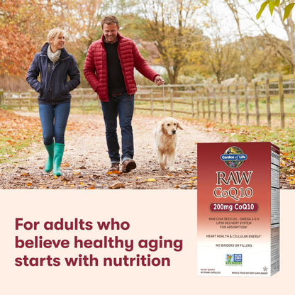 Garden of Life CoQ10 200mg, Vegetarian Omega 3 6 9 Supplement Raw Co Q 10 Chia Seed Oil, Whole Food Nutrition with Antioxidant Support - Maple Wellness Supplements