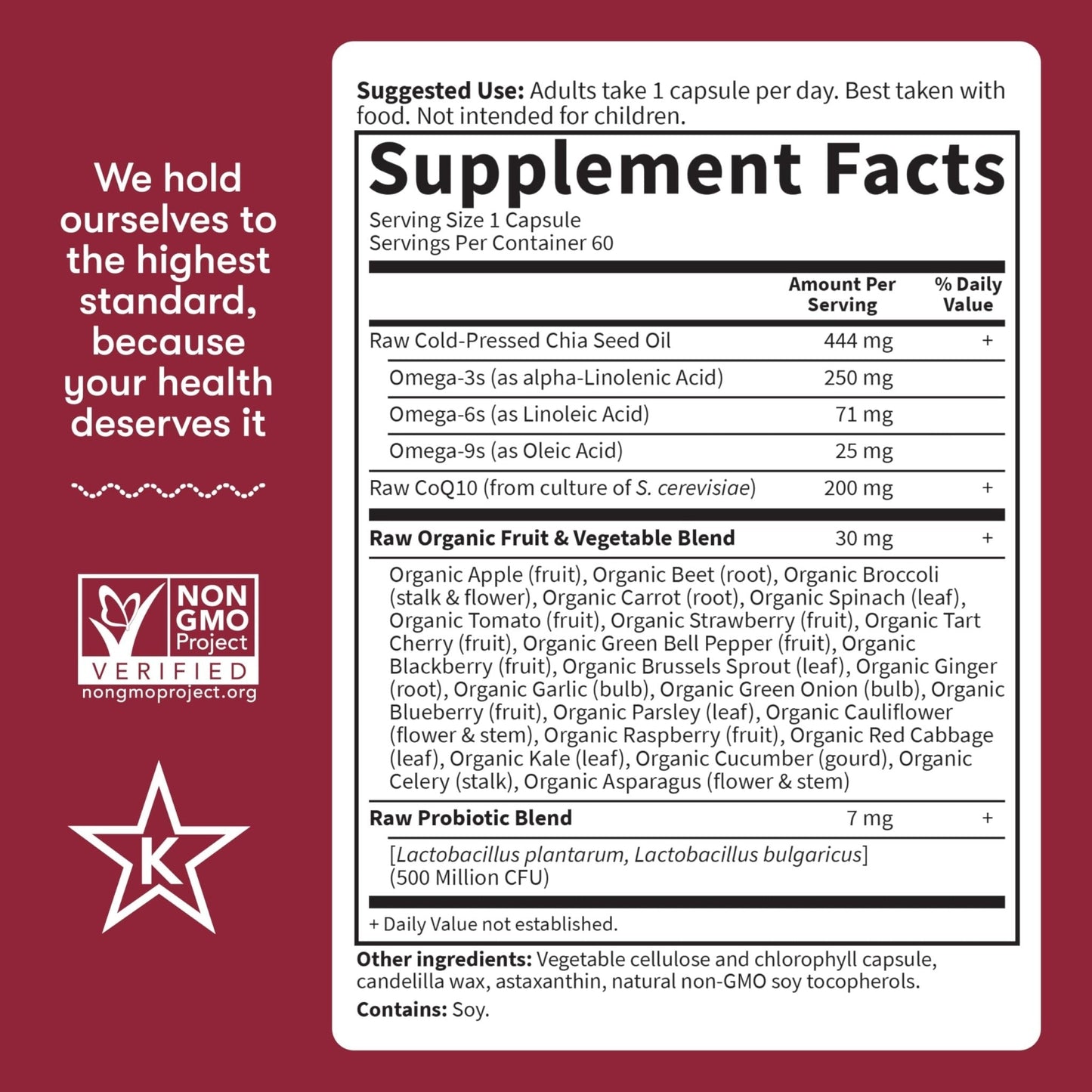 Garden of Life CoQ10 200mg, Vegetarian Omega 3 6 9 Supplement Raw Co Q 10 Chia Seed Oil, Whole Food Nutrition with Antioxidant Support - Maple Wellness Supplements