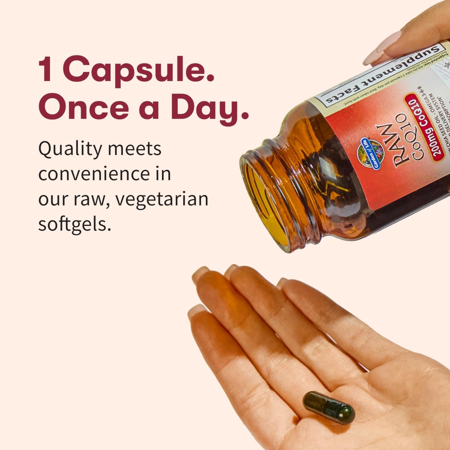 Garden of Life CoQ10 200mg, Vegetarian Omega 3 6 9 Supplement Raw Co Q 10 Chia Seed Oil, Whole Food Nutrition with Antioxidant Support - Maple Wellness Supplements