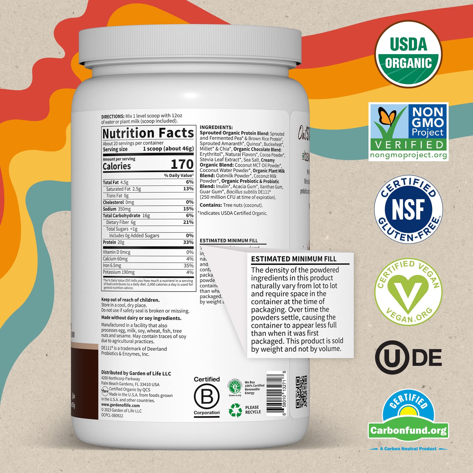 Garden of Life Creamy Organic Vegan Protein Powder + OatMilk, 20g Complete Plant - Maple Wellness Supplements