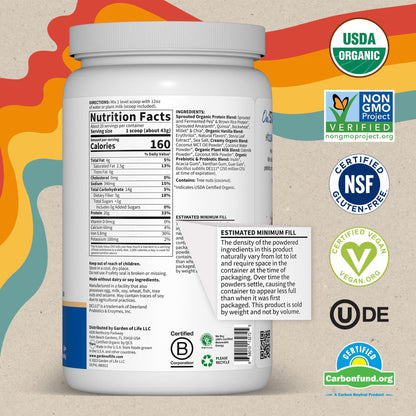 Garden of Life Creamy Vanilla Cookie Protein Powder + Oatmilk 20g Organic Vegan Plant - Maple Wellness Supplements