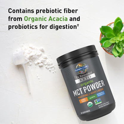 Garden of Life Dr. Formulated Keto Organic MCT Powder - 30 Servings, 6g MCTs from Coconuts plus Prebiotic Fiber & Probiotics - Maple Wellness Supplements