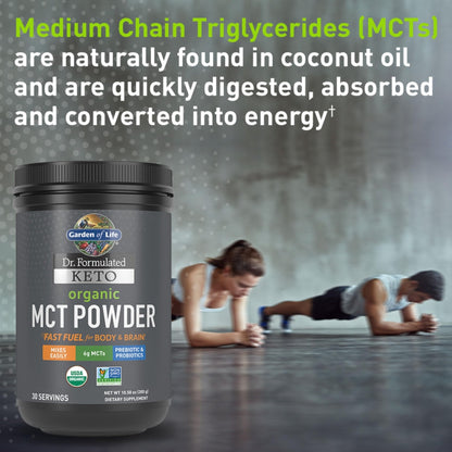 Garden of Life Dr. Formulated Keto Organic MCT Powder - 30 Servings, 6g MCTs from Coconuts plus Prebiotic Fiber & Probiotics - Maple Wellness Supplements