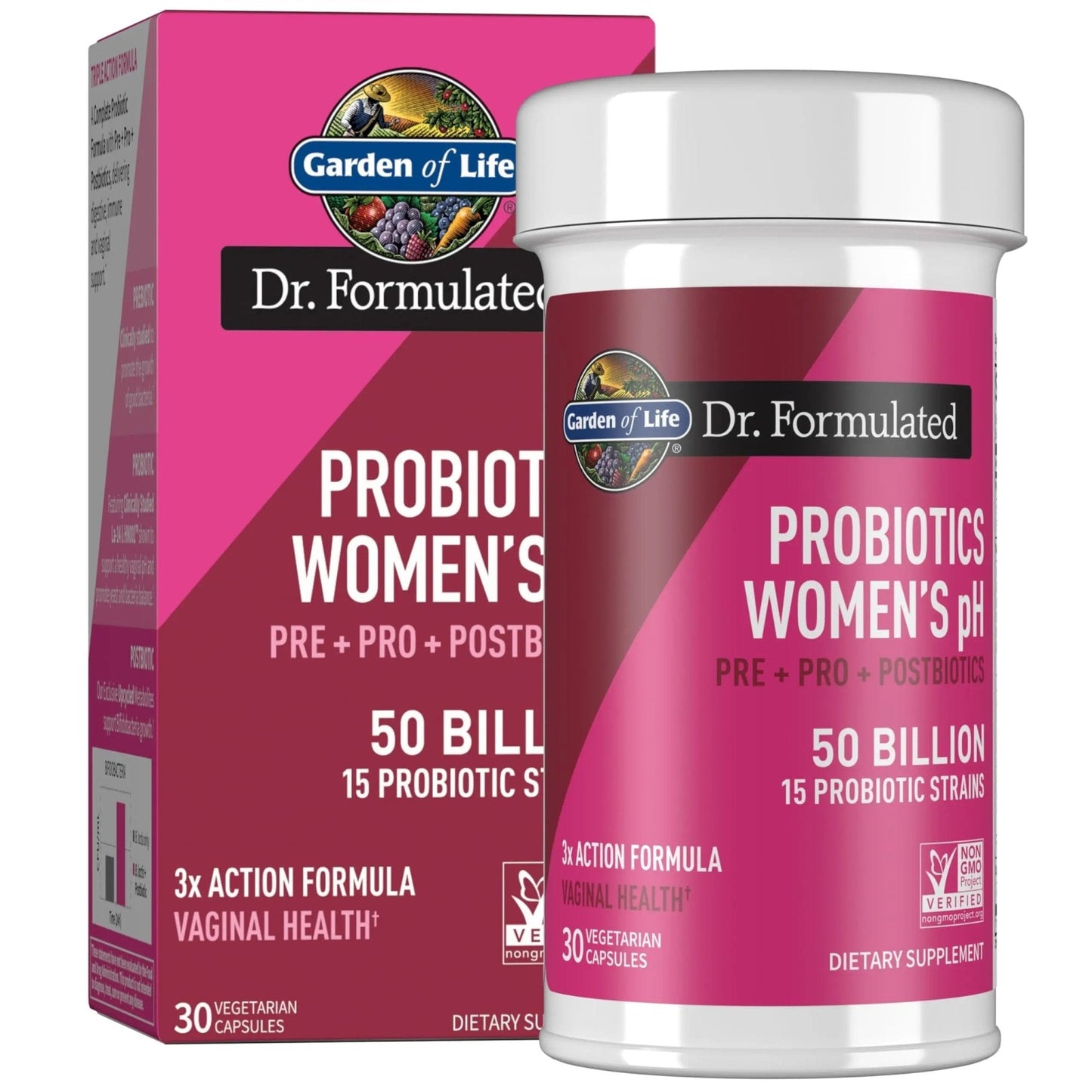 Garden of Life Dr Formulated Once Daily 3-in-1 Complete Prebiotics, Postbiotics & Probiotics for Women, PRE + PRO + POSTBIOTIC Supplement for Women’s Digestive, Immune & Vaginal Health, 30 Day Supply - Maple Wellness Supplements