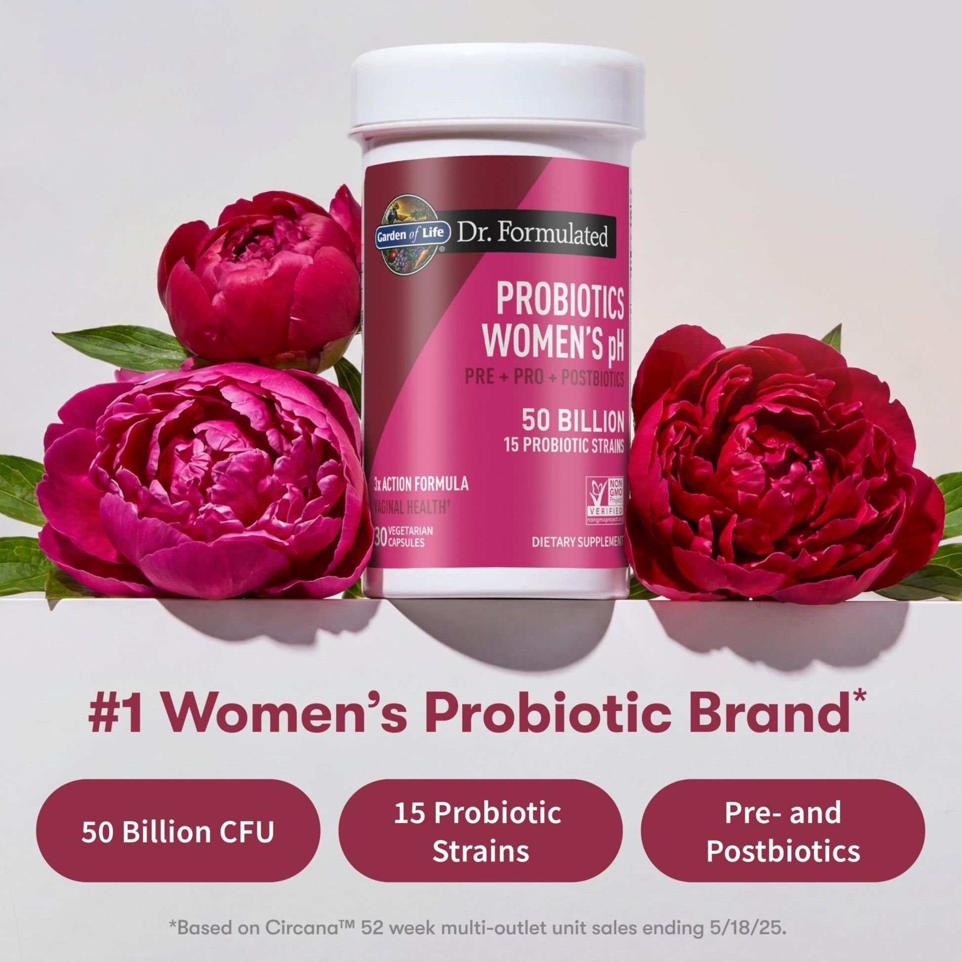 Garden of Life Dr Formulated Once Daily 3-in-1 Complete Prebiotics, Postbiotics & Probiotics for Women, PRE + PRO + POSTBIOTIC Supplement for Women’s Digestive, Immune & Vaginal Health, 30 Day Supply - Maple Wellness Supplements
