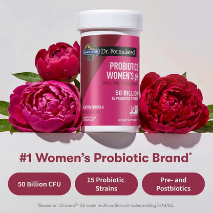 Garden of Life Dr Formulated Once Daily 3-in-1 Complete Prebiotics, Postbiotics & Probiotics for Women, PRE + PRO + POSTBIOTIC Supplement for Women’s Digestive, Immune & Vaginal Health, 30 Day Supply - Maple Wellness Supplements