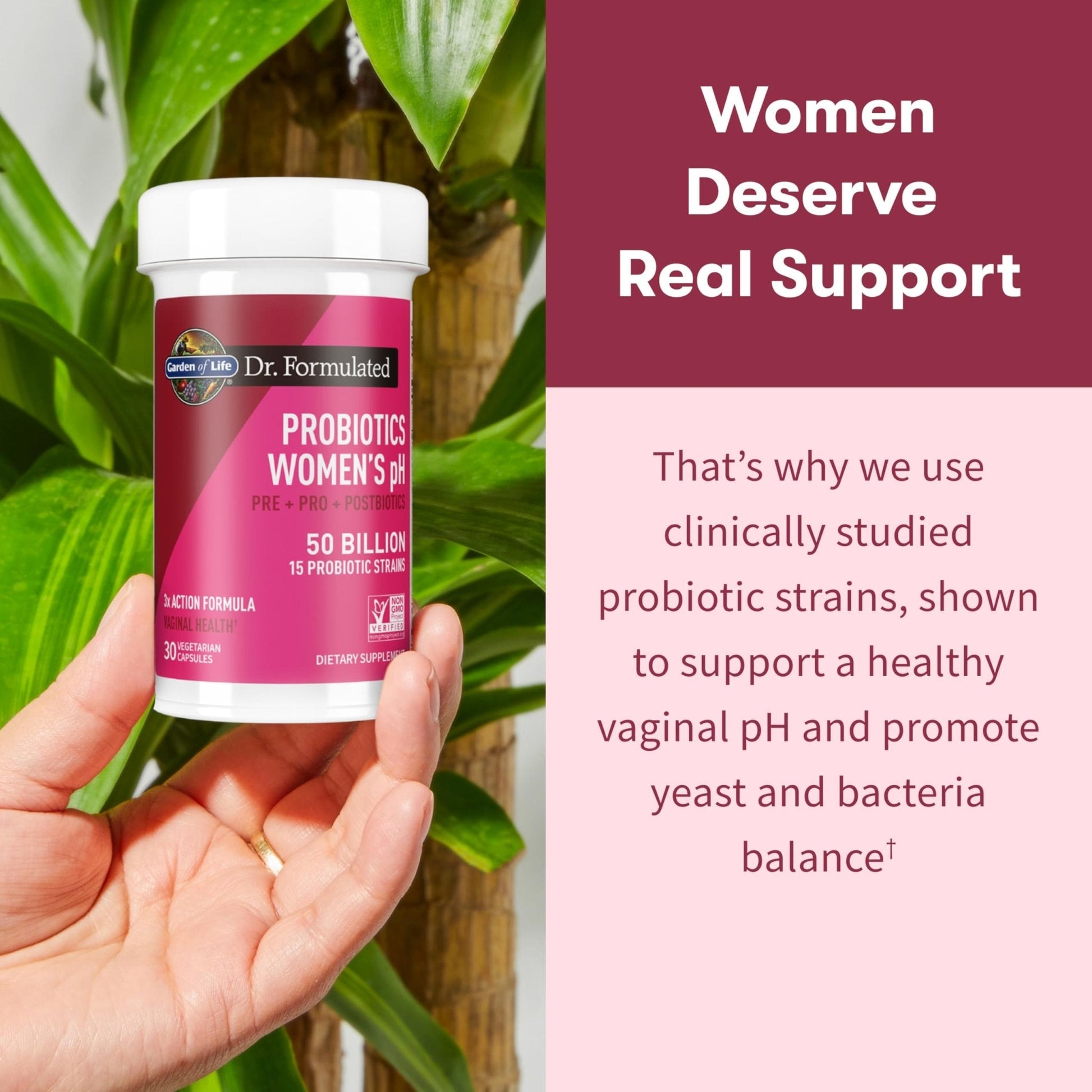 Garden of Life Dr Formulated Once Daily 3-in-1 Complete Prebiotics, Postbiotics & Probiotics for Women, PRE + PRO + POSTBIOTIC Supplement for Women’s Digestive, Immune & Vaginal Health, 30 Day Supply - Maple Wellness Supplements