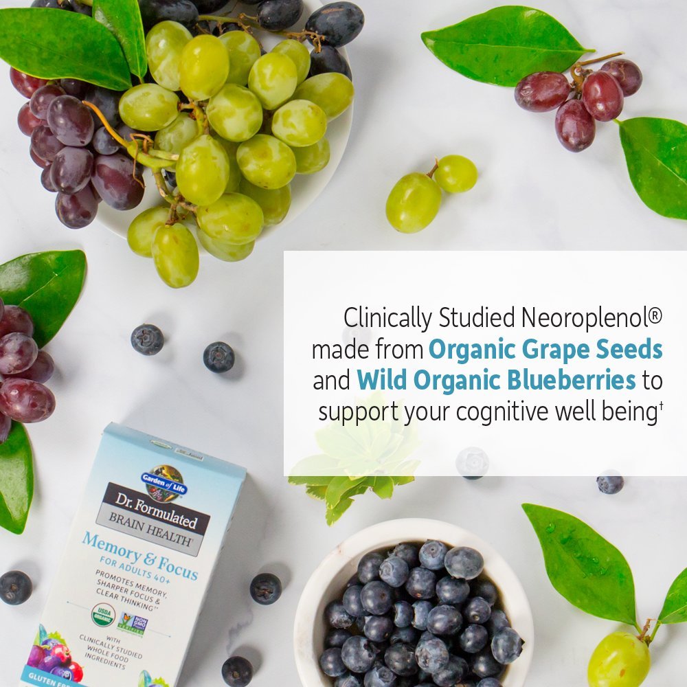 Garden of Life Dr. Formulated Organic Brain Health Memory & Focus for Adults 40+ 60 Tablets - Maple Wellness Supplements