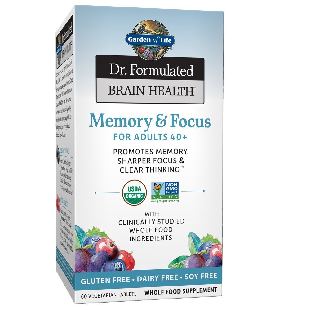 Garden of Life Dr. Formulated Organic Brain Health Memory & Focus for Adults 40+ 60 Tablets - Maple Wellness Supplements