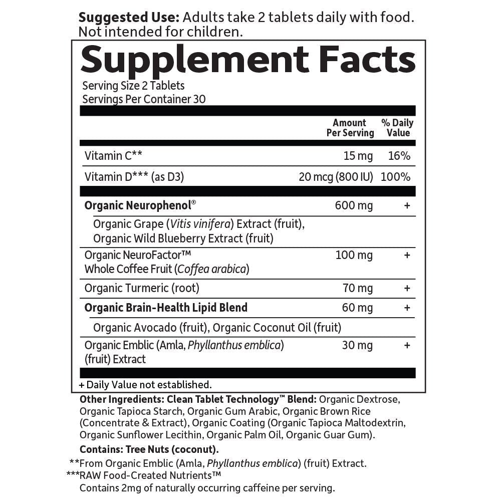 Garden of Life Dr. Formulated Organic Brain Health Memory & Focus for Adults 40+ 60 Tablets - Maple Wellness Supplements