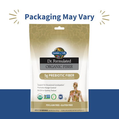 Garden of Life Dr. Formulated Organic Fiber Powder, Unflavored, Prebiotic Superfood Fiber Supplement, Constipation Relief - Maple Wellness Supplements