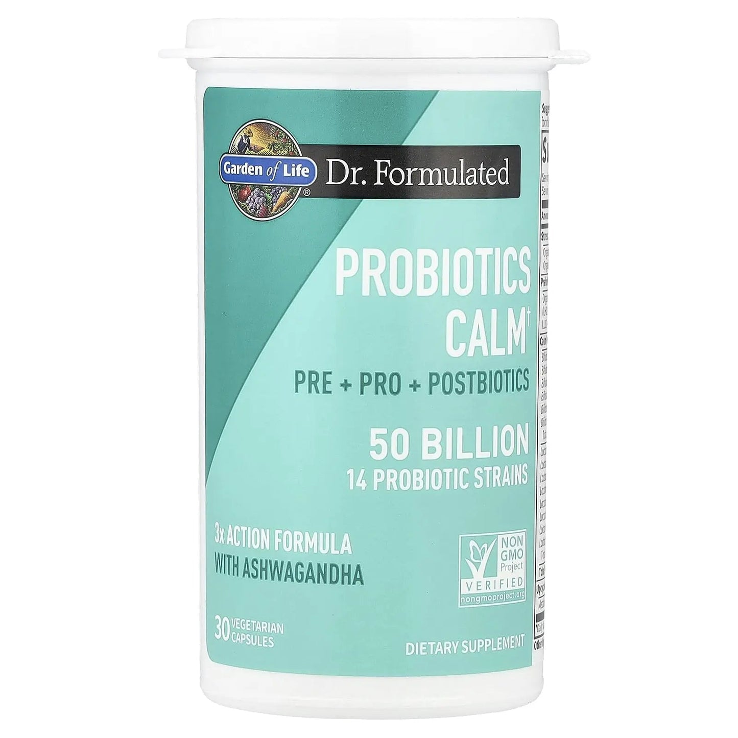 Garden of Life Dr. Formulated Pre, Post & Probiotics Calm 50 Billion CFU Daily 3-in-1 Complete Supplement with Ashwagandha – Mood Support, Digestive & Immune Support, 30 Vegetarian Capsules - Maple Wellness Supplements