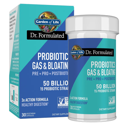 Garden of Life Dr. Formulated Pre, Post & Probiotics Gas & Bloating Once Daily 3-in-1 Complete Prebiotics, Postbiotics & Probiotics – 50 Billion CFU - Maple Wellness Supplements