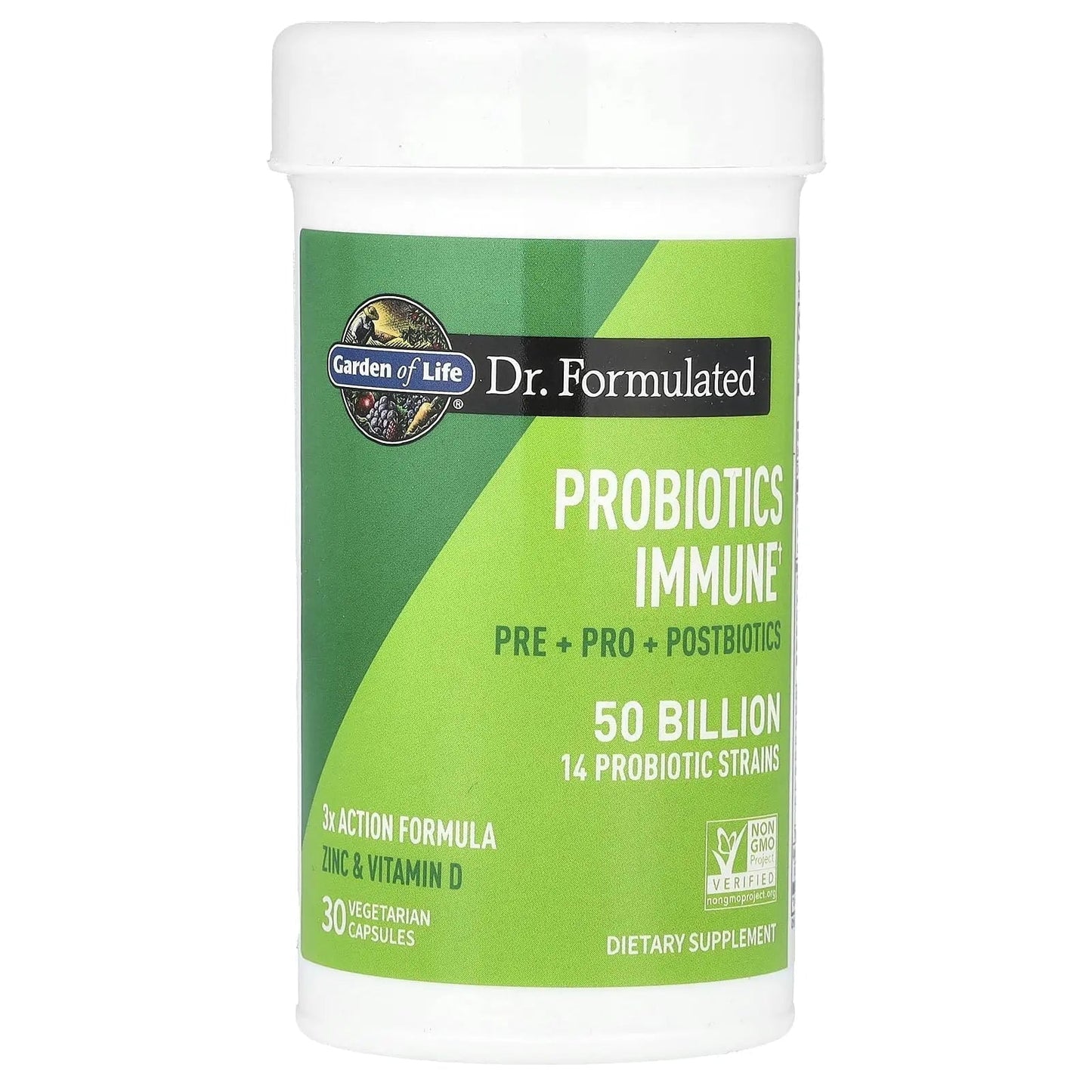 Garden of Life Dr. Formulated Pre, Post & Probiotics Immune Support with Prebiotics & Postbiotics – 50 Billion CFU, Gut & Digestive Health Support, Zinc & Vitamin D3, Vegan, 30 Day Supply - Maple Wellness Supplements