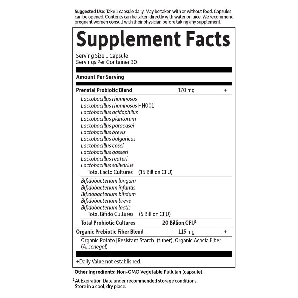 Garden of Life Dr. Formulated Probiotics Once Daily Prenatal - Acidophilus and Bifidobacteria Probiotic Support for Mom and Baby – Shelf Stable - Gluten, Dairy - Maple Wellness Supplements