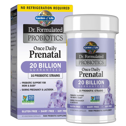 Garden of Life Dr. Formulated Probiotics Once Daily Prenatal - Acidophilus and Bifidobacteria Probiotic Support for Mom and Baby – Shelf Stable - Gluten, Dairy - Maple Wellness Supplements