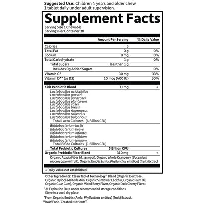 Garden of Life Dr. Formulated Probiotics Organic Kids+ plus Vitamin C & D - Berry Cherry - Gluten, Dairy & Soy Free Immune & Digestive Health Supplement - Maple Wellness Supplements