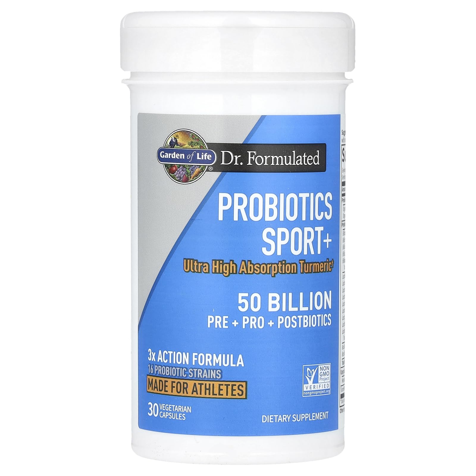 Garden of Life Dr Formulated Sport Probiotics Digestive Supplement, Organic Prebiotics for Women & Men Athletes, Clinically Studied Turmeric Curcumin - Maple Wellness Supplements