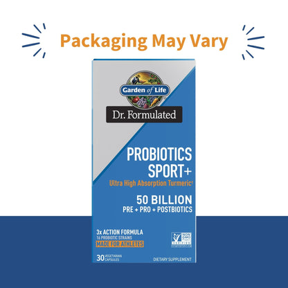 Garden of Life Dr Formulated Sport Probiotics Digestive Supplement, Organic Prebiotics for Women & Men Athletes, Clinically Studied Turmeric Curcumin - Maple Wellness Supplements