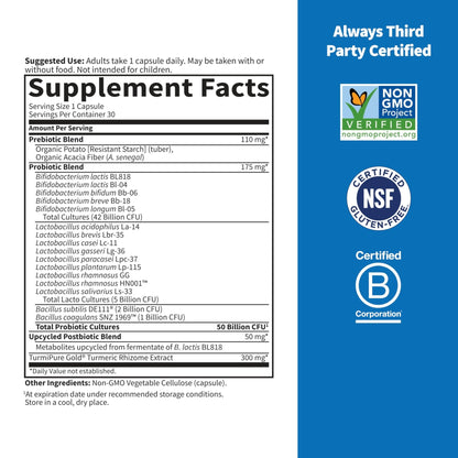 Garden of Life Dr Formulated Sport Probiotics Digestive Supplement, Organic Prebiotics for Women & Men Athletes, Clinically Studied Turmeric Curcumin - Maple Wellness Supplements