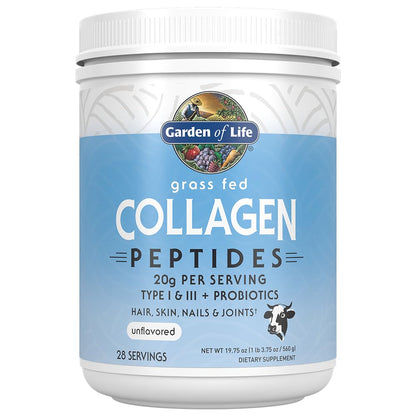 Garden of Life Grass Fed Collagen Peptides Powder Unflavored Collagen Powder for Hair Skin Nails Joints, Hydrolyzed Collagen Protein Supplements - Maple Wellness Supplements