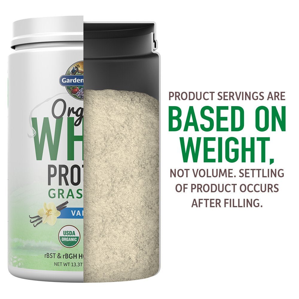 Garden of Life Grass Fed Whey Protein Powder Vanilla - 21g Protein for Women & Men + Probiotics - 12 Servings - Gluten Free, Non GMO, Kosher, Humane, RBST & rBGH Hormone Free - Maple Wellness Supplements